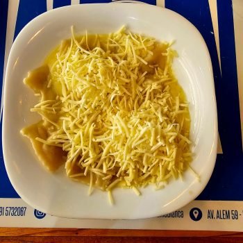 raviolones de pollo y panceta